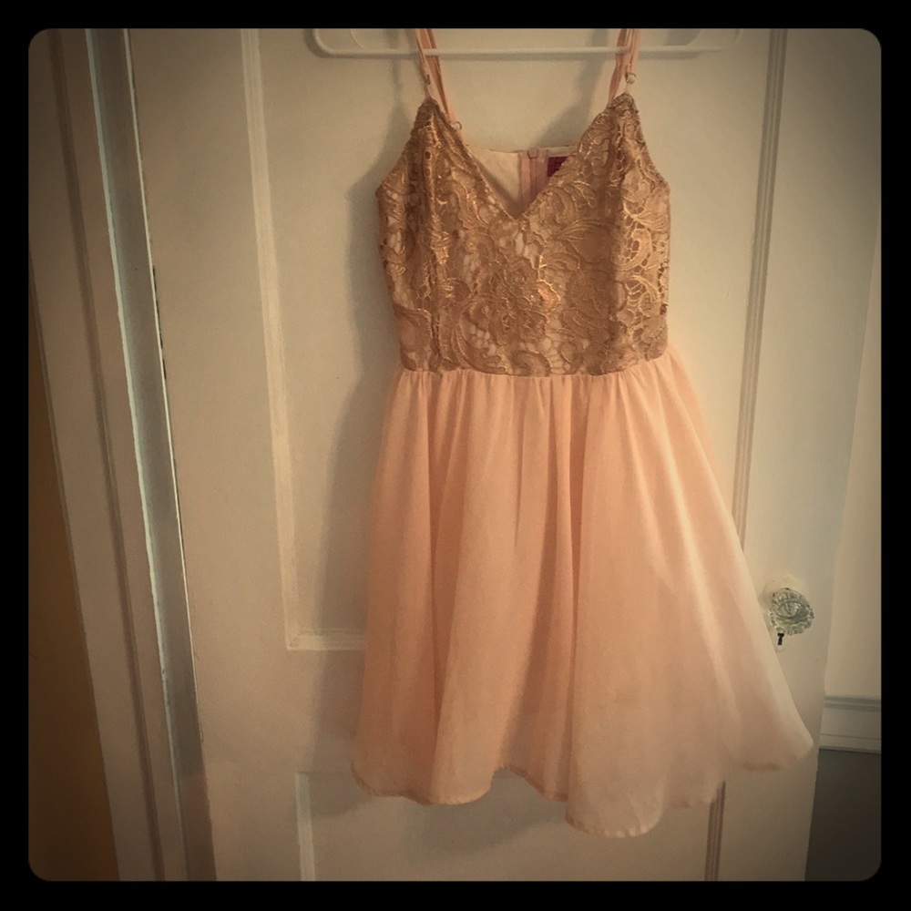 Embroidered Rose Gold Colored Dress